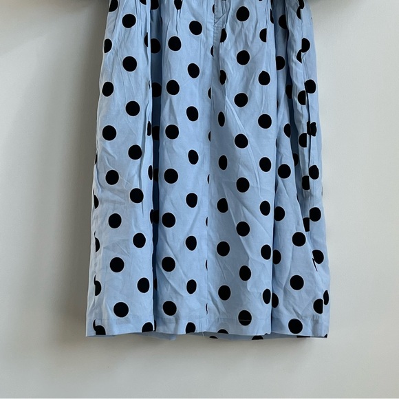 New English Factory Dotted BabyDoll Mini Dress Blie Puff Sleeve Large prairie - Picture 14 of 14